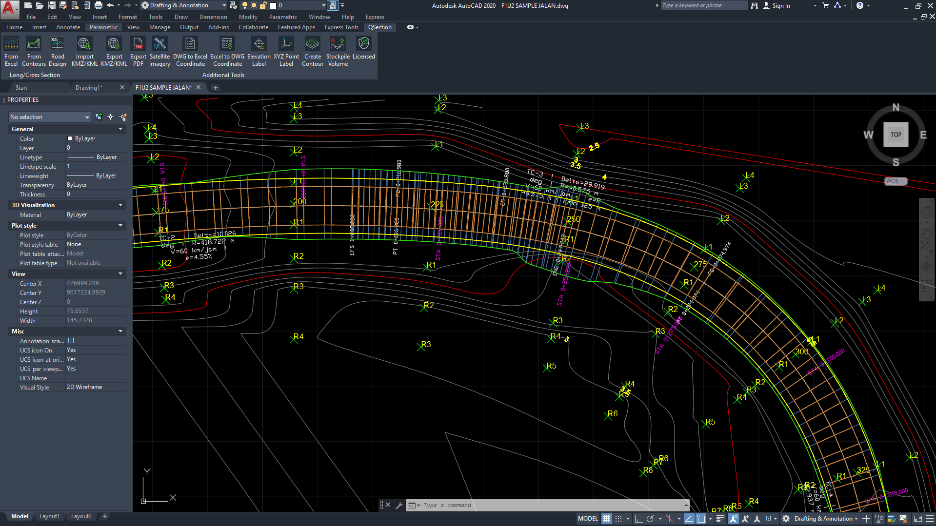 Detail koridor dan stationing jalan